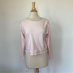 Coastal Grandma Vintage Long Sleeve Sea Shell Embroidered Top